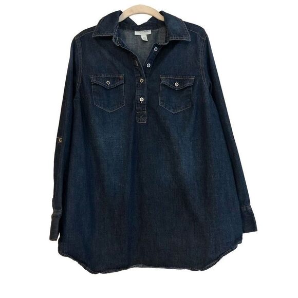 Liz Lange Maternity Denim Blue Front Pockets Size Medium - Picture 1 of 14